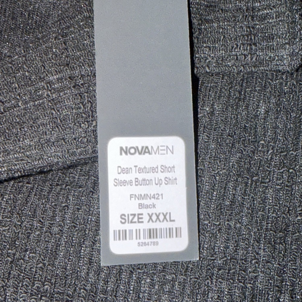 Nova Men Black Dress Beach Bottom Down Mens Shirt Short Sleeve NWT Size 3XL - Picture 4 of 7